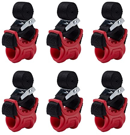 XhuangTech 6pcs/Set Car Bicycle Stand SUV Vehicle Trunk Mount Bike Rack Hitch Stand Storage Carrier Spare Hooks Anti-Degradation Polyester Straps with Alloy Buckles Red&Black