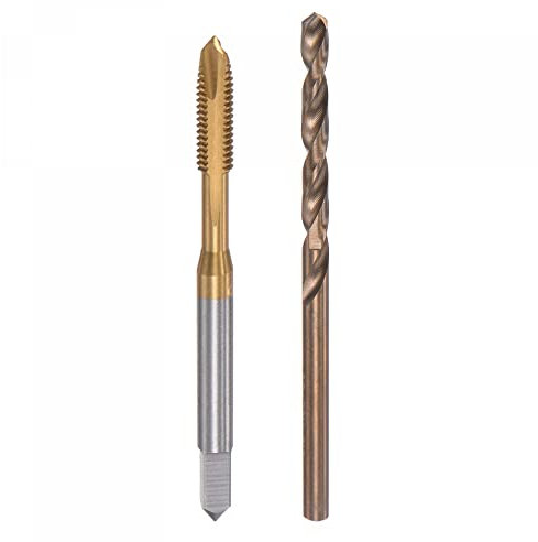 sourcing map M4 x 0.7 Spiral Point Thread Tap and 3.3mm Drill Bit Set, Metric Titanium Plated Cobalt High Speed Steel Machine Screw Thread Tap Threading Tool