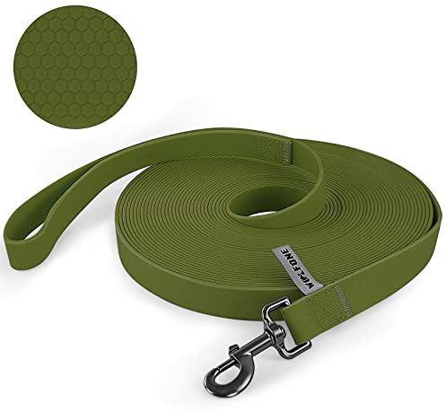 Wolfone Schleppleine für Hunde，9m Dunkelgrün wasserdichte Lange Rückruf Hundeleine mit Anti-Rutsch-Griff, Heavy Duty robuste Ausbildung Hundeleine für Outdoor-Aktivitäten