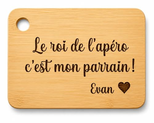 Planche à découper Parrain en bambou personnalisée, Cadeau Parrain Baptême, planche à découper ou apéro cadeau pour parrain