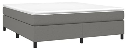 vidaXL Estructura de Cama con Somier, Somier de Matrimonio de Listones, Base de Cama Tapizada, Mueble para Dormitorio Hogar, Tela Gris Oscuro 160x200 cm