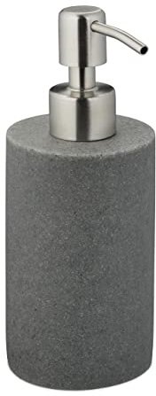 Relaxdays Seifenspender, 180 ml, nachfüllbar, Bad, WC, Küche, Flüssigseifenspender, Polyresin, Edelstahlpumpe, Farbwahl