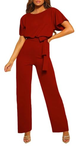 Bipily Tuta da Donna Monopezzi Elegante Lunghe a Gamba Larga con Cintura Pantaloni Lungo Jumpsuit Romper