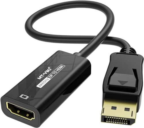 MT-VIKI 4K60Hz DisplayPort auf HDMI Adapter, Unidirektionaler DP auf HDMI Adapter Vergoldeter Stecker Plug & Play Kompatibel für Desktop Laptop Lenovo HP Dell AMD usw