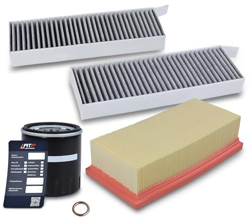 BESTPRICE Inspektionspaket Filterset mit 1x Ölfilter; 1x Innenraumfilter; 1x Luftfilter; 1x Dichtung, Ölablassschraube; 1x Ölwechselanhänger Kompatibel mit OPEL CORSA F, PEUGEOT 208