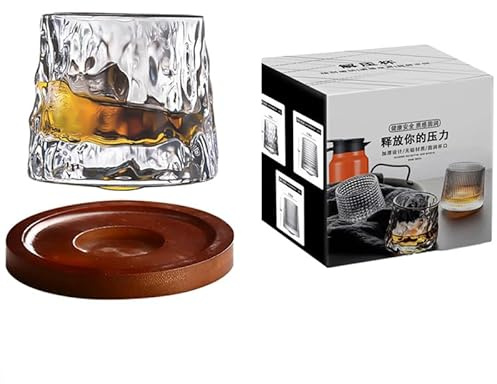 Soulnioi Verre à whisky à cocktail de 160 ml avec base en bois, verres à l'ancienne, verres en cristal, verres à liqueur, vodka, verres à bourbon pour bar cadeaux pour homme A