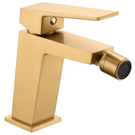 IMEX Einhebelmischer für Bidet - Badmischer WC - Bidet Badarmatur für Kalt/Warmwasser - ART-Serie (gebürstetes Gold) BDAR025-2OC