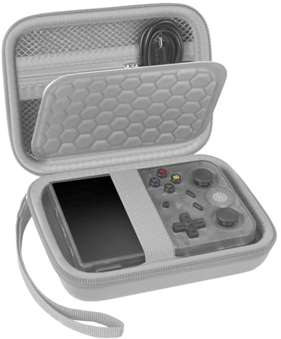 PAIYULE Travel Case for R36S, RG353V & RG353VS Handheld Game Consoles | Custom-fit compartments, variable divider, mesh pocket for cables and accessories, protective hard shell, case only