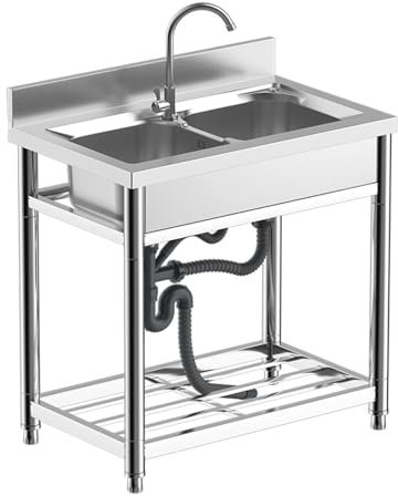 Außenküche Gartenküche, 2-Becken-Waschbecken, Camping Spülbecken, Wäschewannenspüle, Einteilige Spüle, for Restaurants, Cafés, Hotels