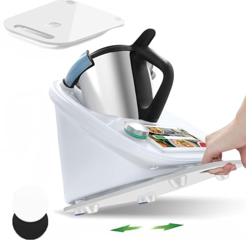 ISIVOUS Für Thermomix TM6/TM5 Spezial-Gleitbrett aus Acryl mit Rollen – Zubehör für Küchenmaschinen, mit Griffboden für einfaches Bewegen, schnelles Verschieben und tragbares Design (weiß)