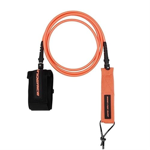 DVERFSWEV-GH Surfboard-Leine TPU-Bodyboard-Leine Premium-Surfboard-Legrope-Spiralfußschlaufe Einziehbare Board-Sicherheitsleinen for Shortboard, Longboard, Paddleboard(6mm-6ft-Orange)