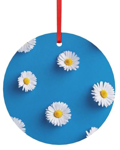 Weißer Chrysanthemen-Anhänger aus Aluminium, rund, festlicher Baumschmuck, leichte Urlaubsdekoration