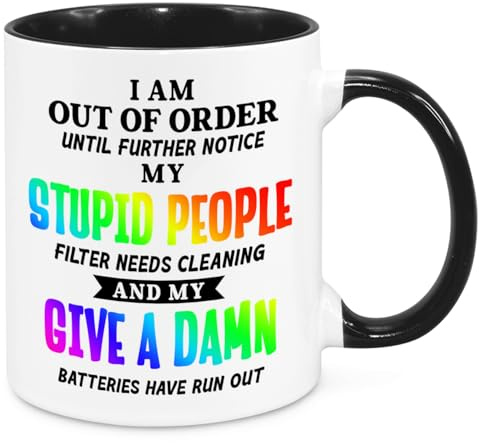 I'm Out Of Order Mug - Birthday Christmas Funny Present Novelty Gift for Mum Dad Friend Sister Brother Grandparents Gift for Him Her Secret Santa Funny Quotes Coffee Mug (Rainbow)