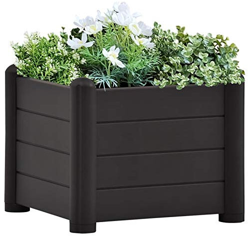 Xichuzi Garten-Hochbeet PP Anthrazit 43x43x35 cm, Palettenrahmen, Hochteich, Gemüsebeet, Kräuterregal Balkon, Blumenbeet, Kräuterspirale, Tomatenbeet, Pflanzhochbeet - 313973