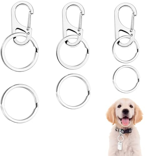 6 x Hundemarken-Clips, austauschbare Haustiermarken-Schnell-Clips, einfaches Auswechseln, personalisierbares Hundehalsband, Schlüsselring-Clips mit Ringen für Hundehalsband, Geschirr,