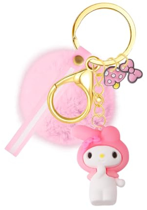 Hanaoops Schlüsselanhänger Cartoon Anime Schlüsselbund Süße Schlüsselring mit Karabiner Plüsch Anhänger Keychain Rucksackdekorationen Geburtstag Weihnachten Geschenk für Lieblingsmensch