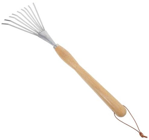 BEBEMOKO Rastrello Da Giardino Portatile Ergonomico Lunga Maniglia Con Denti Inossidabile Strumento Multifunzionale Per Giardinaggio e Pulizia Foglie