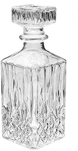 Botella de Licor de Whisky de Vidrio Cuadrada de 1000 ml con Tapa de tapón, Jarra de Whisky, Recipiente de Cristal, Jarra para Agua, Jugo, té, Leche