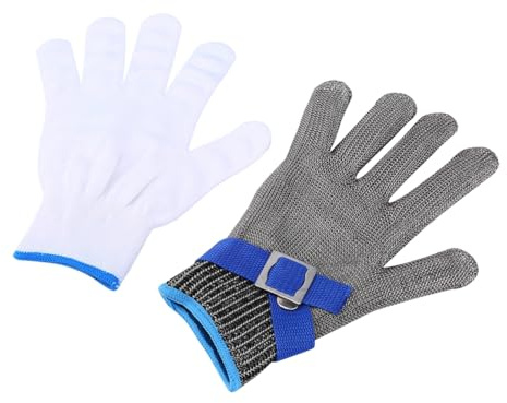 Guante resistente al corte A9, guante metálico de malla de acero inoxidable, anticorte para cocinar, trabajos industriales, pelar ostras, tallar madera, jardinería, rebanar con mandolina(L 1Pcs)