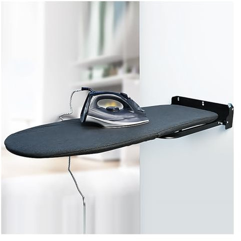 Tabla de Planchar de Pared, Plegable y compacta, Ideal para Espacios pequeños, Dormitorio, lavandería, guardarropa, apartamento (no Incluye Plancha) (Negro)