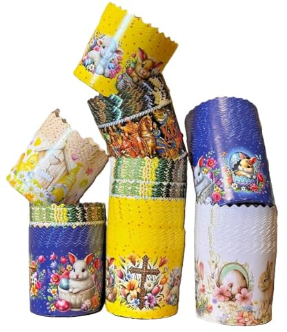 10er Set Osterbrot Back Papier Einwegbackform Osterkuchen Kulitsch Wischiwanka Motiv D9cm / 500ml