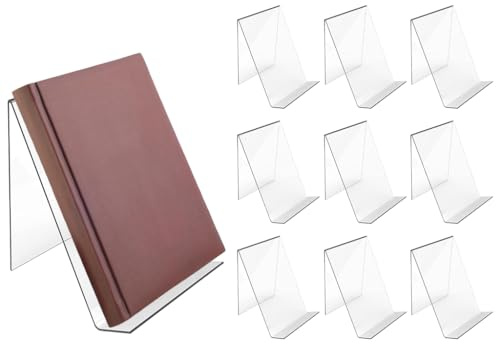 Abiyou Porte-Livres en Acrylique, 10PCS Support Livre Transparent Polyvalent, Présentoir Livre Transparent, Présentoirs de Livre en Acrylique, Support de Livre Acrylique, pour CD, Bureaux Scolaires