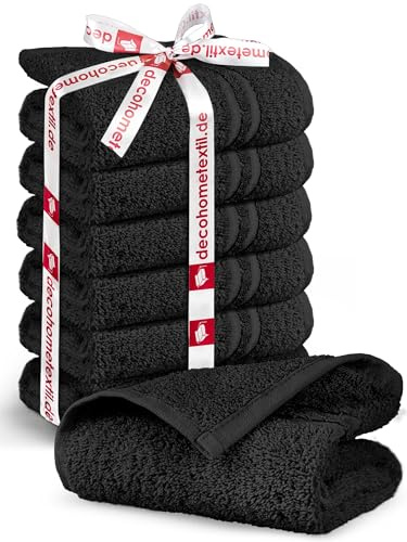 DecoHomeTextil Gästetuch 6er-Set 30 x 50 cm in Schwarz aus 100% Baumwolle, Gästetücher, hochwertig, kuschelweich und saugstark