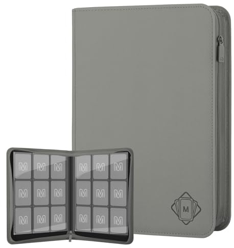 Trading Card Binder with 9 Side Loading Pocket Card Album Hold Up to 540 Cards PU Card Collection Binder, Collectible Albums Card Folder for MTG, TCG, Sports Cards（Dark grey）