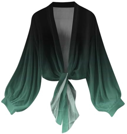 Dyhxuan Bolero Damen Chiffon Cardigan Elegant Langarm Strickjacke Dünne Sommer Bolerojacke Boho Sommerjacke für Party Strand