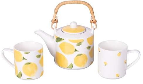 Set teiera e due tazze in porcellana 640 ml, limoni, Fruit Life