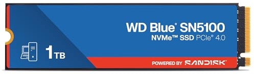 WD Blue SN5100 NVMe SSD 1 TB (7.100 MB/s Lesegeschwindigkeit, M.2 2280, PCIe Gen 4.0, nCache 4.0, SanDisk 3D CBA NAND-Technologie, Acronis True Image)