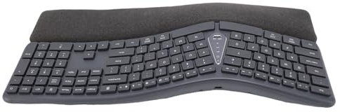 PUSOKEI Clavier Ergonomique sans Fil, Clavier Split avec Poignet et Paume Coussin, Confortable, 111 Touches des Claviers D'Ordinateur Rechargeables pour Ordinateur Portable PC