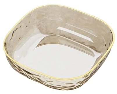 UALXPAO Insalatiera in cristallo 1PC Ciotola Trasparente in Vetro Colorato for Insalata di Frutta, Dessert, Biscotti, Stoviglie for la Casa(Transparent-gold)