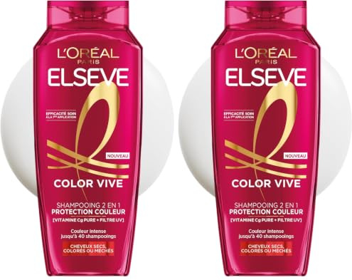 L'Oréal Paris - Shampooing Soin Protection Couleur - Protection Couleur Jusqu'à 10 Semaines - Pour Tous Types de Cheveux Colorés ou Méchés - Enrichi en Pivoine et Filtre UV - Elseve Color-Vive - 400ml