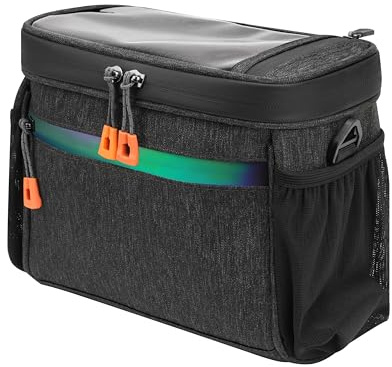 OlaVeg 4.2L Lenkertasche Fahrrad Wasserdicht Fahrradtasche Lenker Lenkertasche Ebike Große Kapazität mit Ouchscreen Reflektierendem Band Regenschutz Abnehmbarer Schultergurt Für Stadtpendler Reisen