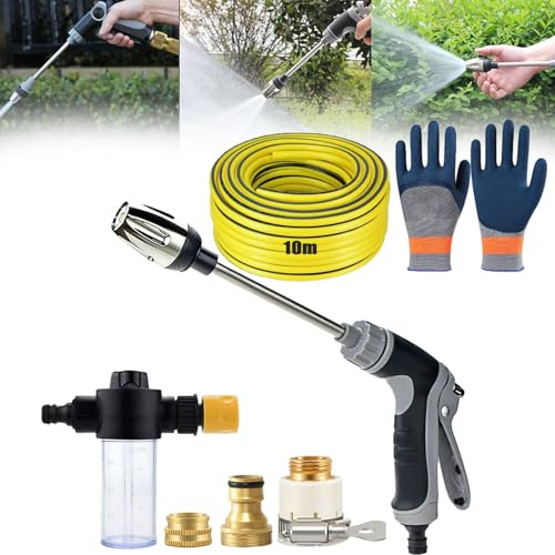 Pressure Washer, Hose Nozzle, High Pressure Water Gun, Power Washer, with 360° Rotating for Three Spray Modes, Washer Cleaner Hose for Car/Patio Cleaning (with Water Pipe)