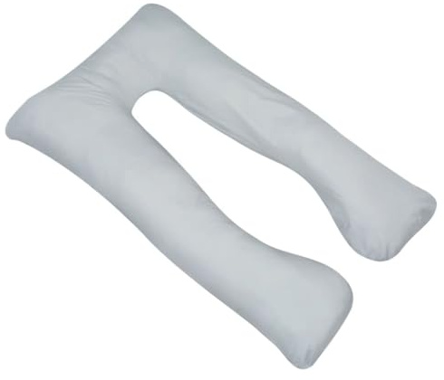 Coussin de grossesse 90 x 145 cm gris en forme de U avec rembourrage ergonomique et housse amovible pour les dormeurs sur le ventre, les dormeurs sur le dos, l'allaitement, respirant et lavable