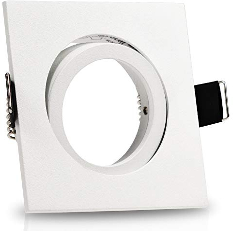 trendlights24 Bianco Decken Einbaustrahler Weiß matt eckig für LED & Halogen 12V GU5.3 Niedervolt, ohne Leuchtmittel, Deckenspots schwenkbar 68 mm