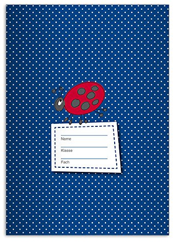 Kartenkaufrausch 4 süße DIN A5 Schulhefte, Rechenhefte mit Marienkäfer, blau Lineatur 7 (Kariertes Heft)