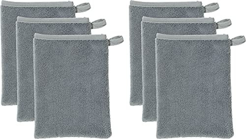 Erwin Müller Microfaser Abschminkhandschuhe, Make-up Entferner, Gesichtsreinigung 6er-Pack Silber 15x21 cm- umweltfreundlich, wiederverwendbar, waschbar (weitere Farben)
