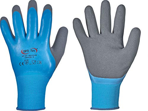 Optiflex HandschuhMan. Vollbeschichtete Arbeitshandschuhe Aqua Guard, wasserdicht lebensmittelgeeignet. Gr. 7-11 (9/L)