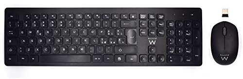 Ewent Tastiera e Mouse Wireless, Kit tastiera Mouse Wireless, Tastiera con tasti concavi, Ricevitore 2-in-1 per PC, Notebook, Laptop, Layout Italiano
