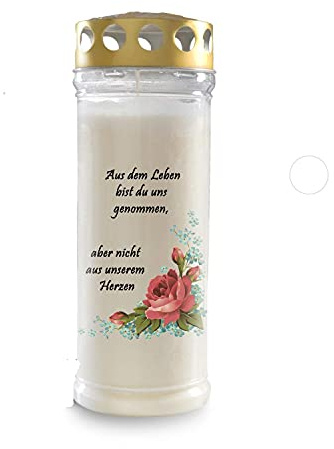 Kimiza Gedenkkerze, Grabkerze, liebevolle Motive, Brenndauer ca. 7 Tage (Rose)