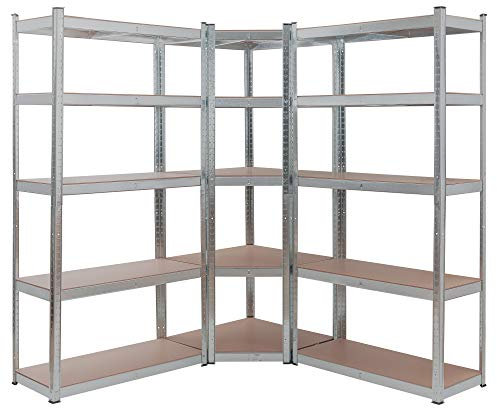 Arebos Estantería Esquina para Cargas Pesadas | Estanteria Metalica 875 kg | Estanteria Metalica 180x70x40cm | Estanterias Almacenaje