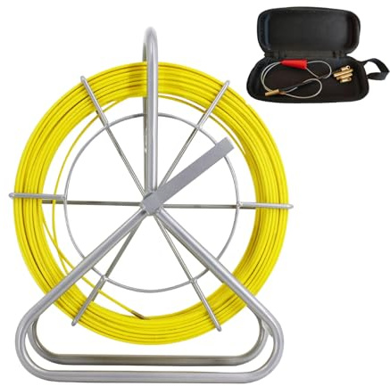 IRSCorp 3/16 350FT Cable Duct Rodder Steel Reel Stand with Brake Fiberglass Fish Tape Continuous Reel Wire Cable Running Cable Puller Running Rod Duct