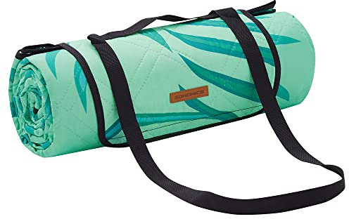 SONGMICS Couverture de Pique-Nique, 200 x 200 cm, Grand Tapis, pour Camping, Parc, Jardin, Plage, Hydrofuge, Lavable en Machine, Pliable, Motif Fougère et Vert GCM001C02