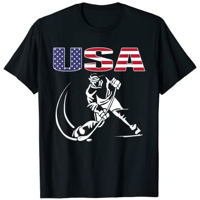 America Ice Hockey Lovers Jersey - USA Flag Hockey Team Fans T-Shirt for Women Kids Men