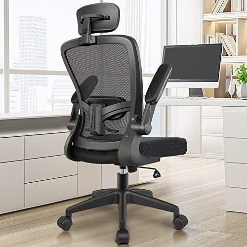 FelixKing Bürostuhl Ergonomischer schreibtischstuhl mit Verstellbarer Kopfstütze, Armlehnen, Lendenwirbelstütze, Hoher Rücken Office Chair, Schreibtischstuhl bis 300LB Belastbar(Schwarz)