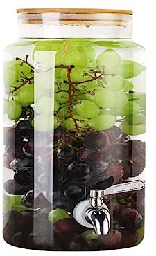 Dispenser Per Bevande in Vetro,Bottiglia Di Vetro Trasparente Con ABS Rubinetto And Copertura in Bambù,Per Bevande Calde E Fredde Per Picnic All'aperto,Barbecue E Altro,Faucet b,3L
