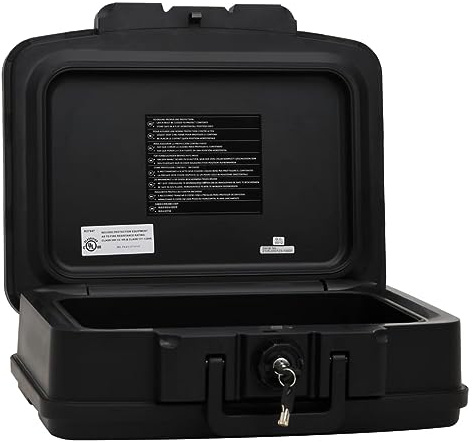 vidaXL Tresor Safe Box Haussafe Geldschrank Möbeltresor Wertschutzschrank Tresorbox mit Schlüssel Feuerfest Wasserdicht Schwarz 44x37x16,5cm